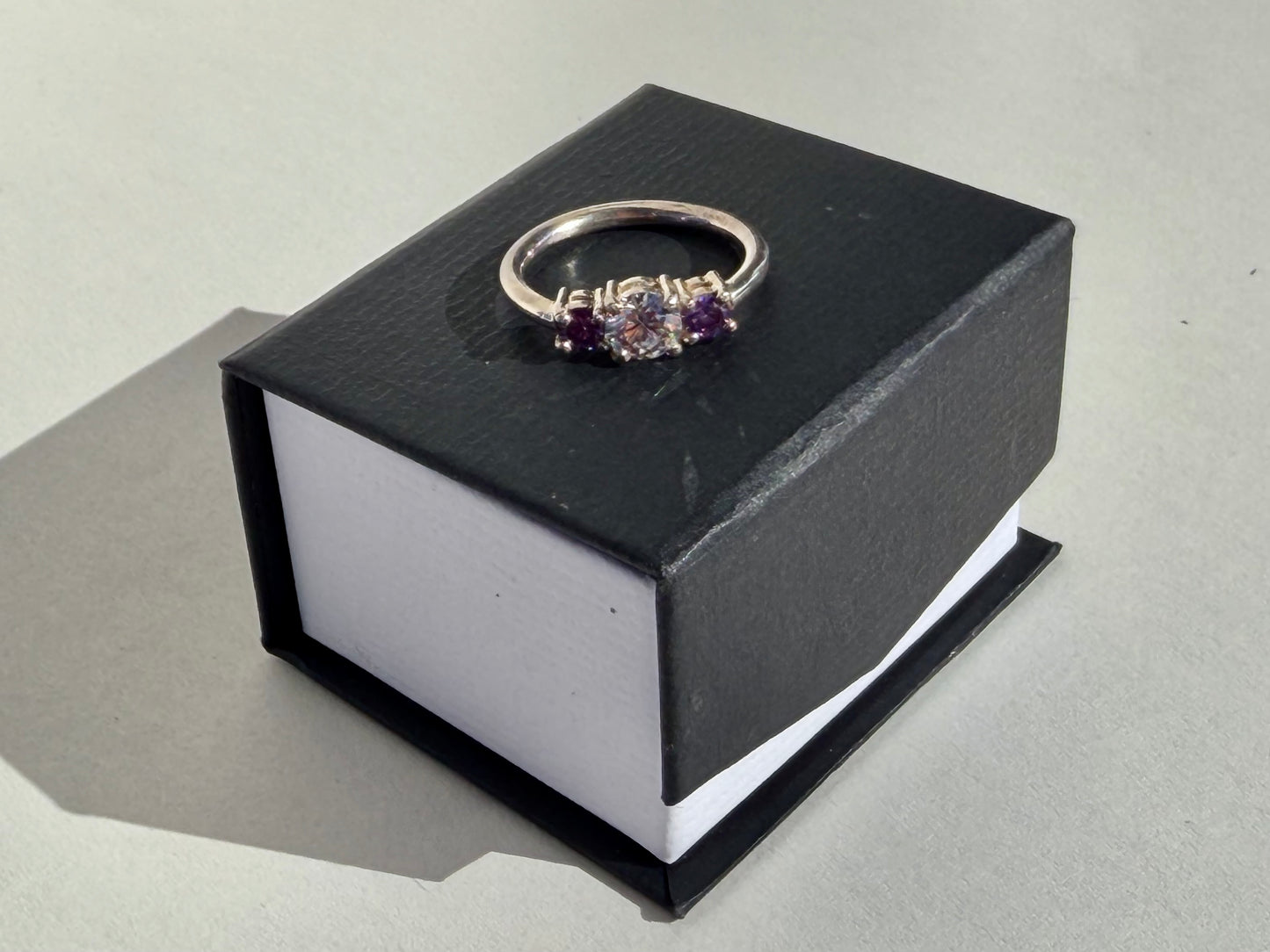 Triple Claw Set CZ Ring