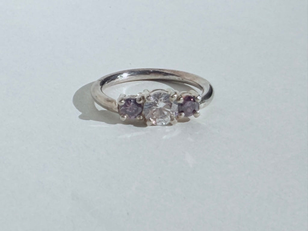 Triple Claw Set CZ Ring