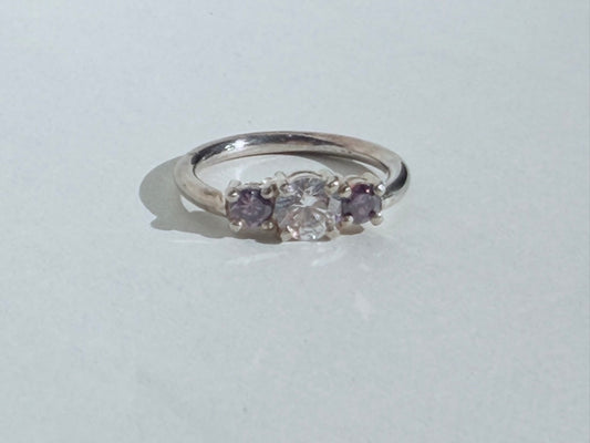 Triple Claw Set CZ Ring