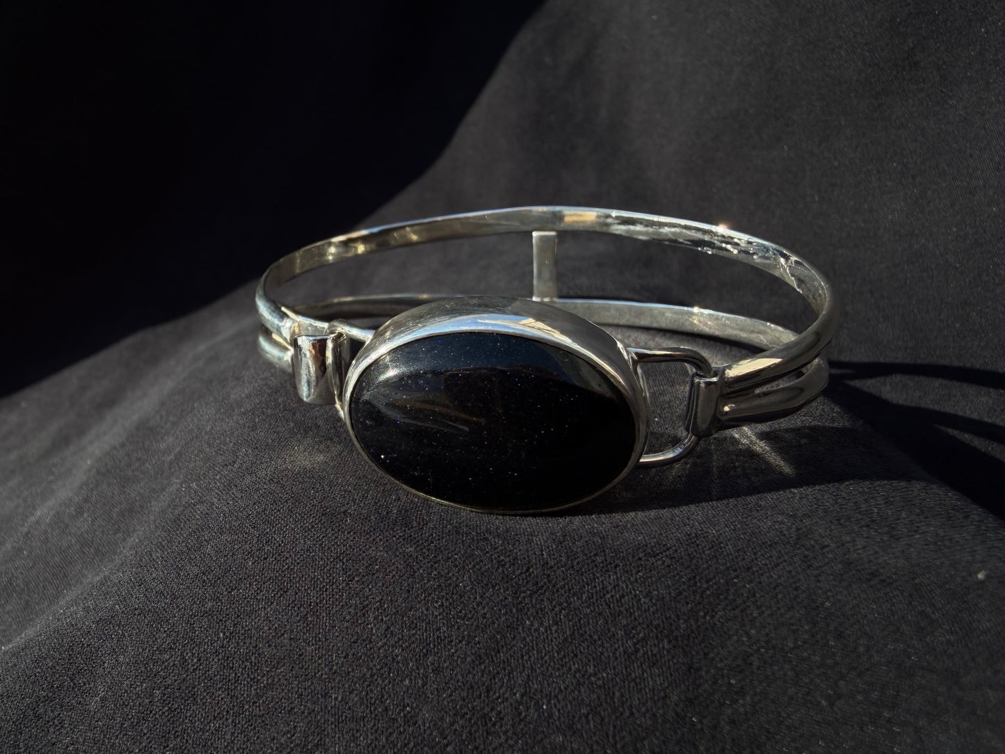 Black Moonstone Torque Bangle